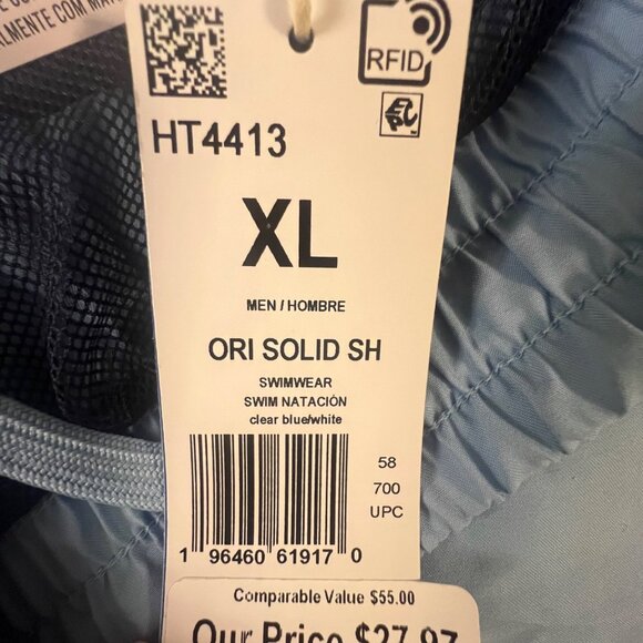 Adidas Mens XL Blue Ori‎ Solid Swim Shorts With Pockets - Picture 6 of 8